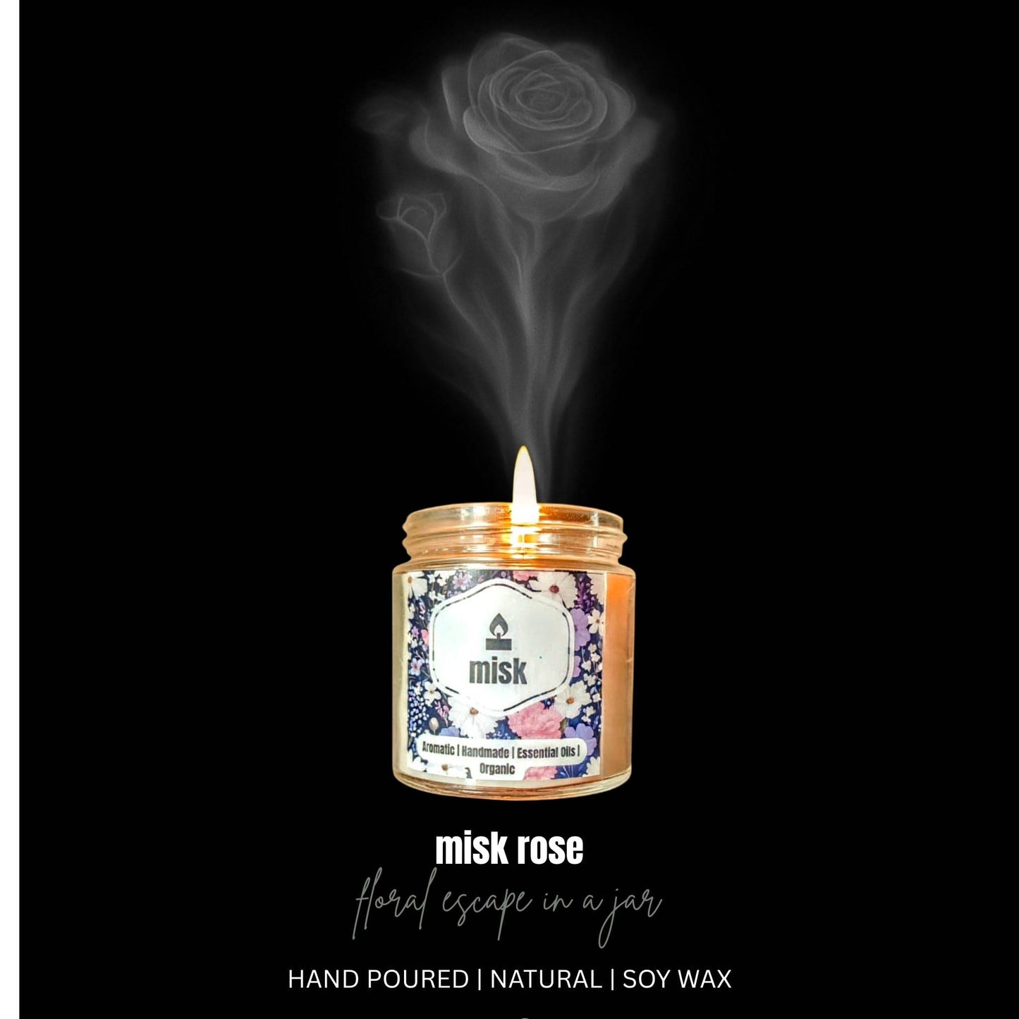 Rose Candle – Natural Soy Wax, Long Burn & Elegant Design | misk - misk