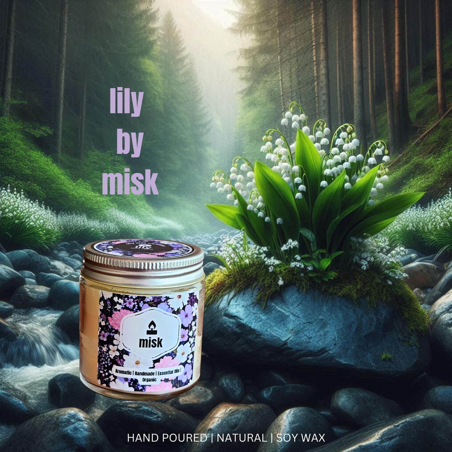 Lily Soy Wax Candle – Soft Floral & Lily-of-the-Valley Scent - misk