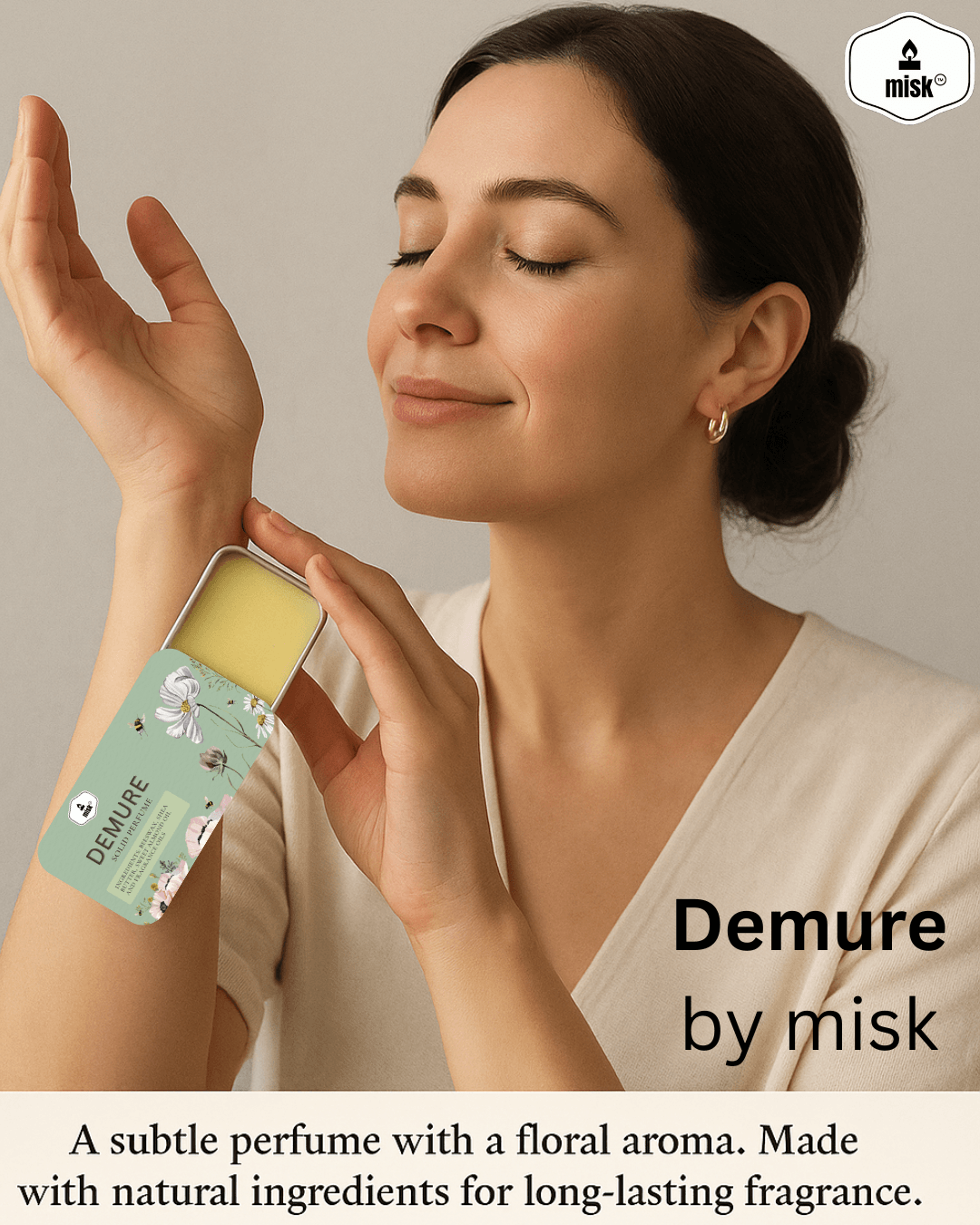 Demure Solid Perfume - Radiant Citrus & Velvety Woods - misk