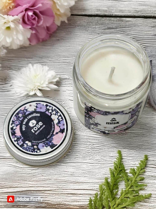 Rose Candle – Natural Soy Wax, Long Burn & Elegant Design | misk - misk