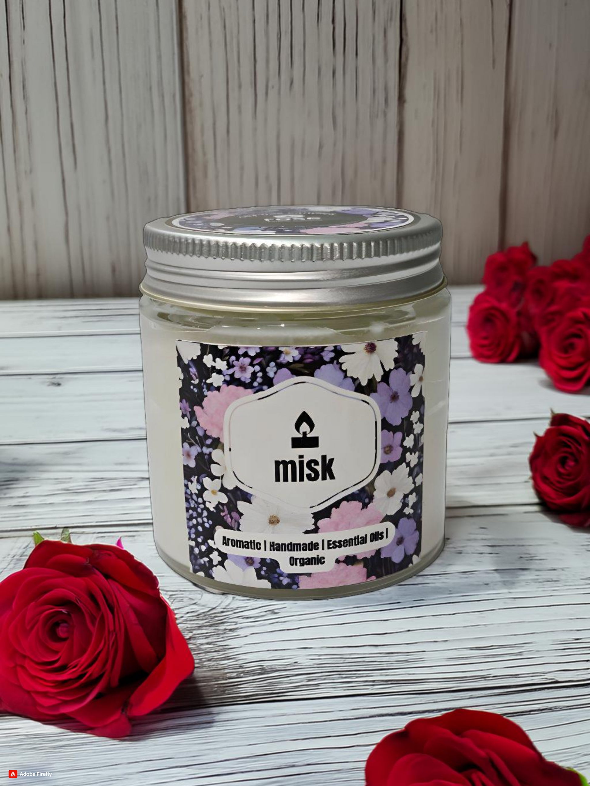 Rose scented soy wax jar candle