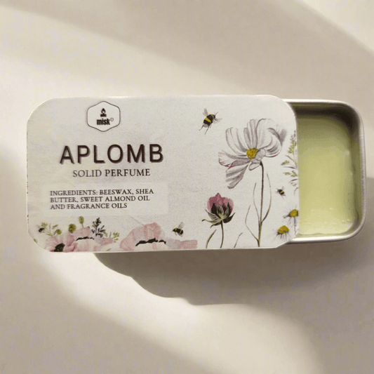 Aplomb Solid Perfume - Long-lasting Floral & Woody Blend - misk