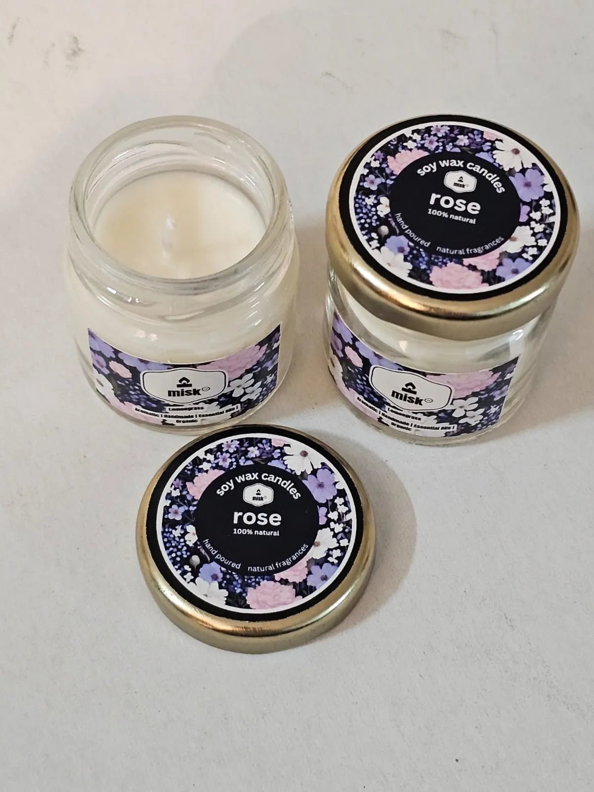 Rose Natural Soy Candle 30g - misk